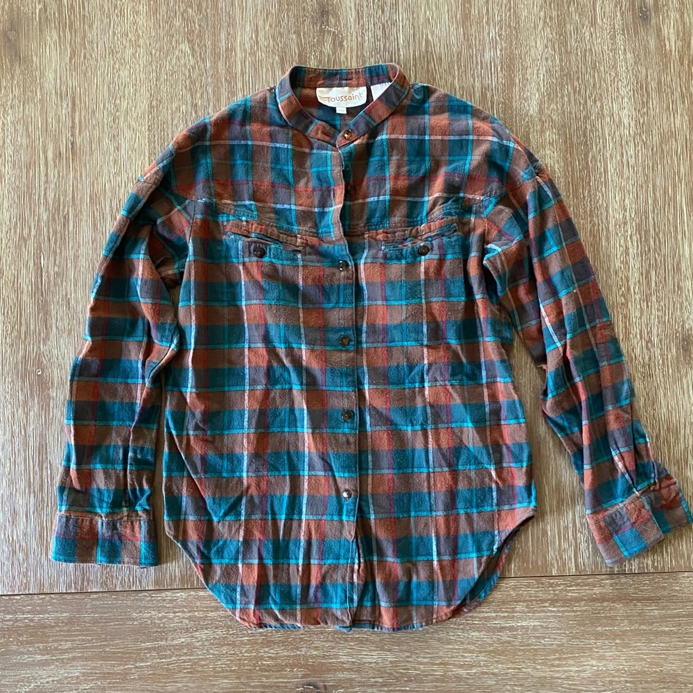 Vintage Alain Toussaint Women’s Plaid Flannel Popover Shirt